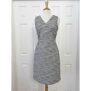J.Crew Suiting Black White Stripe Tweed Lined Sheath Dress Size 4